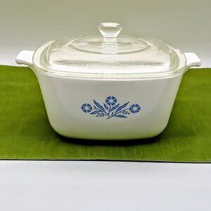 Vintage Corningware 1.75 Qt. Square Covered Casserole - Cornflower Blue